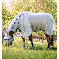 Produktbild von Horseware Rambo Protector Plus Fliegendecke für Pferde Silber/Blau