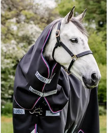 Horseware Rambo Supreme Hood Pferdedecke 0g Navy/Burgundy Größe M – Bild 1 von 3