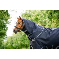 Produktbild von Horseware Rambo Supreme Hood Pferdedecke aus Nylon in Navy/Thunderstorm Grey & Silver Grösse L - 50 g
