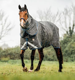 Horseware Rhino Hexstop Plus Weidedecke für Pferde in Grau und Blau – Bild 1 von 5