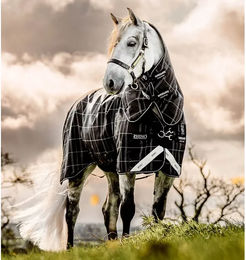 Horseware Rhino Plus Pony Turnout Bundle Outdoor-Decken für Ponys mit 200g Füllung in Schwarz-Weiß – Bild 1 von 2