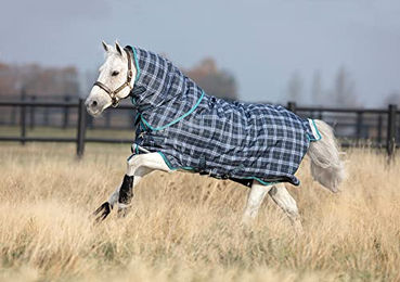 Produktbild von Horseware Rhino Plus Pony Weidedecke Marineblau kariert Größe 69