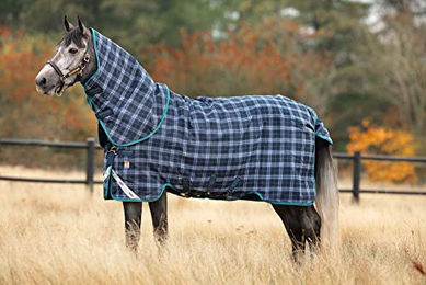 Produktbild von Horseware Rhino Plus Turnout Pferdedecke Navy Check Größe 145 cm