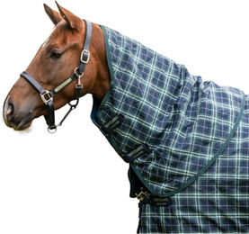 Horseware Rhino Turnout Hood Weidedecke mit Halsteil 150g für Pferde Hunter Check Green & Navy 115-125 cm – Bild 1 von 1