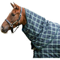 Produktbild von Horseware Rhino Turnout Hood Weidedecke mit Halsteil 150g für Pferde Hunter Check Green & Navy 115-125 cm