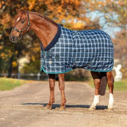 Produktbild von Horseware Rhino Vari-Layer Stalldecke für Pferde Marineblau kariert Größe 66 - 450 g