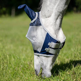 Produktbild von Horseware Shield Fliegenmaske für Ponys aus Baumwolle Blau Silber