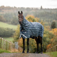 Produktbild von Horseware Weidedecke Rhino Plus Turnout 250g für Pferde Größe 145 Hunter Check Green & Navy