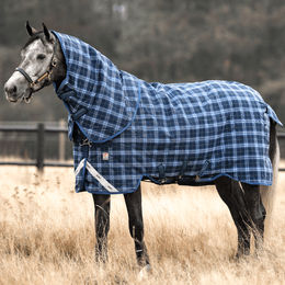 Horseware Weidedecke Rhino Plus Turnout 450g für Pferde Größe 160 Navy Check – Bild 1 von 1