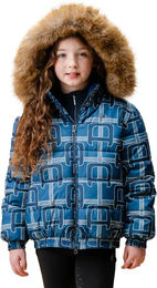Horseware Zia Alessandro Albanese Reitjacke für Mädchen mit Kapuze wasserdicht Blau Winter – Bild 1 von 1