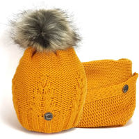 Produktbild von Horsunjoy Estera Winterset aus Fleece für Damen mit Mütze und Schal in Gelb und Orange