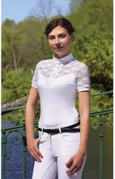 Horsunjoy Turnier-Poloshirt Mädchen Victoria Reitshirt Weiß Größe 158 – Bild 1 von 1