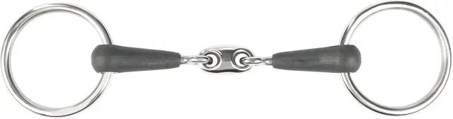 Produktbild von Horze 2-Ring Gebiss Chantilly aus Gummi in Schwarz und Silber