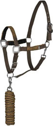 Horze Chicago Set aus Halfter und Longiergurt für Ponys in Braun mit Silber aus Polyester – Bild 1 von 1