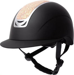 Horze Damen Reithelm Arix II Crystal mit Kristallverzierung in Schwarz und Apricot Glitzer mit Memory Foam CE EN 1384:2023 Größe 55/57 – Bild 1 von 6