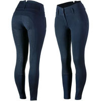 Produktbild von Horze Damen Reithose Daniela High Waist Stretch Vollbesatz mit Silikon Druck Blau Größe 42