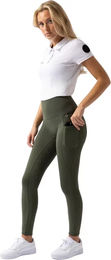 Horze Damen Reitleggings Gillian Reithose mit Silikonvollbesatz und Handytasche Grün Größe 34 – Bild 1 von 9