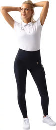 Horze Damen Reitleggings Mathilde High Waist Reithose mit Full Grip und Handytasche Blau Größe 40 – Bild 1 von 5