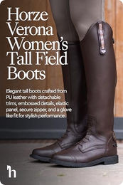 HORZE Damen Reitstiefel Verona Turnierstiefel aus Kunstleder Braun Größe 39 – Bild 1 von 5