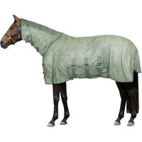 Produktbild von Horze Defender Fliegendecke für Pferde aus Mesh mit Bauchklappe Grün 145 cm