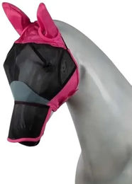 Horze Eira Fliegenmaske für Pferde mit Ohren- und Nüsternschutz Rosa Größe P – Bild 1 von 2