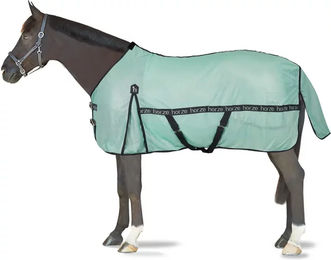 Horze Fliegendecke Paso Fino für Pferde mit UV-Schutz und abnehmbarem Halsteil in Grün-Weiß – Bild 1 von 5
