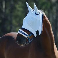 Produktbild von Horze Fliegenhaube für Pferde aus Polyester in Blau Weiß Größe L
