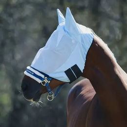 Horze Fliegenmaske mit Ohrenschutz für Pferd und Pony aus Nylon in Blau, Größe F – Bild 1 von 4