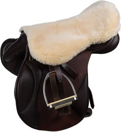 Produktbild von Horze Harleigh Reitsattel-Sitzbezug aus Schafsfell in Weiß oder Beige Größe L