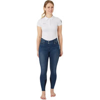 Produktbild von Horze Kaia Reithose aus Jeans für Damen mit Full Grip und hohem Bund in Blau Größe 44
