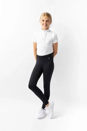 Horze Kinder Reitleggings Dea Reithose Mädchen Blau mit Full Grip und Handytasche Größe 134/140 – Bild 1 von 3