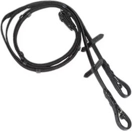 Horze Leder Reitzügel mit Handstoppern Schwarz für Pferde – Bild 1 von 5