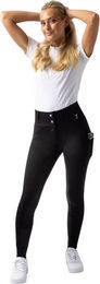 Horze Mira Reithose Damen mit Vollbesatz und Handytasche Schwarz Größe 38 – Bild 1 von 8