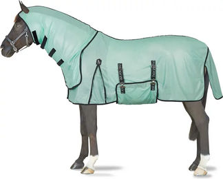 Horze Paso Fino Fliegendecke für Pferde mit UV-Schutz und abnehmbarem Halsteil aus Mesh in Weiß und Grün – Bild 1 von 5