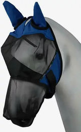 Horze Pferde Fliegenmaske mit UV-Schutz und Ohrenschutz Blau XS – Bild 1 von 2