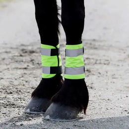 Horze Reflektierende Beinbänder für Pferde mit Klettverschluss Neon Gelb 2 Stück – Bild 1 von 6