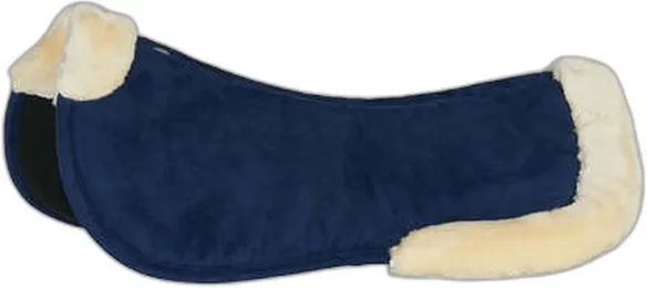 Produktbild von Horze Sattelpad für Pferde aus Memory Foam mit Kunstfell in Blau für Vollblut