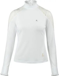 Produktbild von Horze Sylvie Reitshirt Damen aus Spitze mit langen Ärmeln Weiß Größe 44