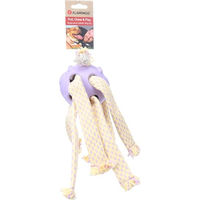 Produktbild von HS Joanie Flamingo Kuscheltier mit Gummiball Violett Gelb 46x16x11cm