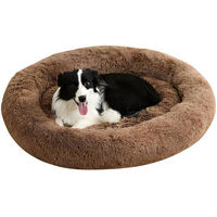 Produktbild von HS.SUPPLY Hundebett und Katzenbett aus Plüsch in Braun mit rutschfester Unterseite und PP-Baumwolle für erwachsene Tiere