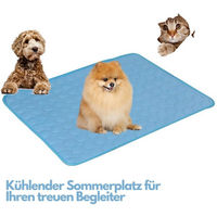 Produktbild von HS.SUPPLY Hundematte für Hunde und Katzen XXL Blau Selbstkühlend und Atmungsaktiv aus Plüsch
