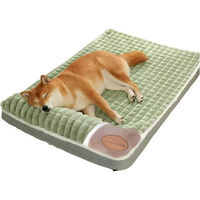 Produktbild von HS.SUPPLY Hundematte Katzenkissen aus Plüsch Grün für kleine und mittlere Hunde und Katzen