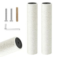 Produktbild von HSHTAM 2er Set Ersatz Kratzstämme für Katzenkratzbäume Weiß 30 cm mit M8 Schrauben