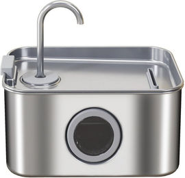 HT Trinkbrunnen für Katzen aus Edelstahl mit leiser Pumpe und Aktivkohlefilter 3,2L Silber – Bild 1 von 3