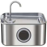Produktbild von HT Trinkbrunnen für Katzen aus Edelstahl mit leiser Pumpe und Aktivkohlefilter 3,2L Silber