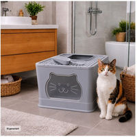 Produktbild von HTI-Living Haubentoilette für Katzen aus Polypropylen mit Deckel und Streuschaufel grau