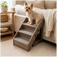 Produktbild von HTI-Living Hundezwinger Pet Treppe für Hunde und Katzen mit Anti-Rutsch-Belag aus Kunststoff in Beige und Weiß für alle Altersstufen