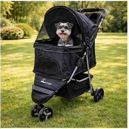 HTI-Living Katzenbuggy Tiertransporttasche für kleine Hunde und Katzen aus Nylon Schwarz faltbar – Bild 1 von 3