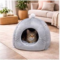 Produktbild von HTI-Living Katzenhöhle Grau aus Polyester weicher Schlafplatz für erwachsene Katzen