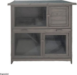 HTI-Living Kleintierstall aus Holz für Kaninchen und Meerschweinchen in Grau mit aufklappbarem Dach – Bild 1 von 1